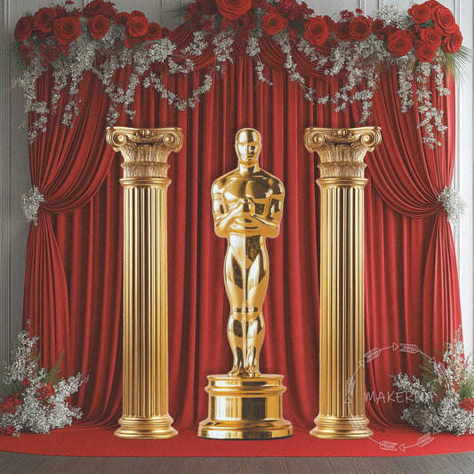 Gold Oscar Statue Printed Cutouts Decor for Birthday Baby Shower Cute Home Room Wall Art Hollywood Party Props Decorations