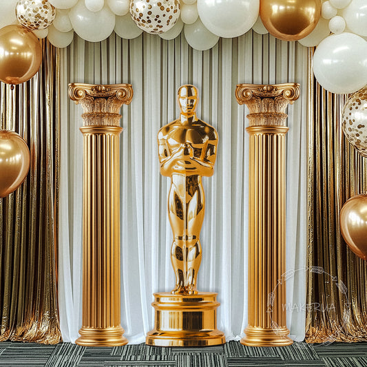 Gold Column Printed Cutouts Decor for Birthday Baby Shower Cute Stand Home Art Hollywood Party Props Decorations