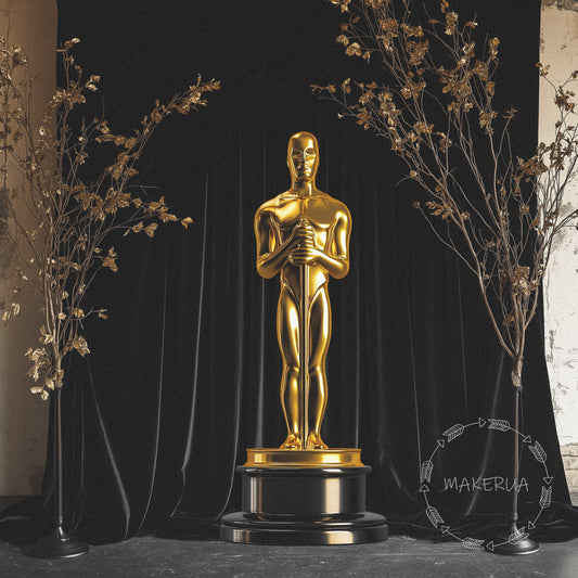 Gold Oscar Statue Printed Cutouts Decor for Birthday Baby Shower Cute Home Black Stand Art Hollywood Party Props Decorations