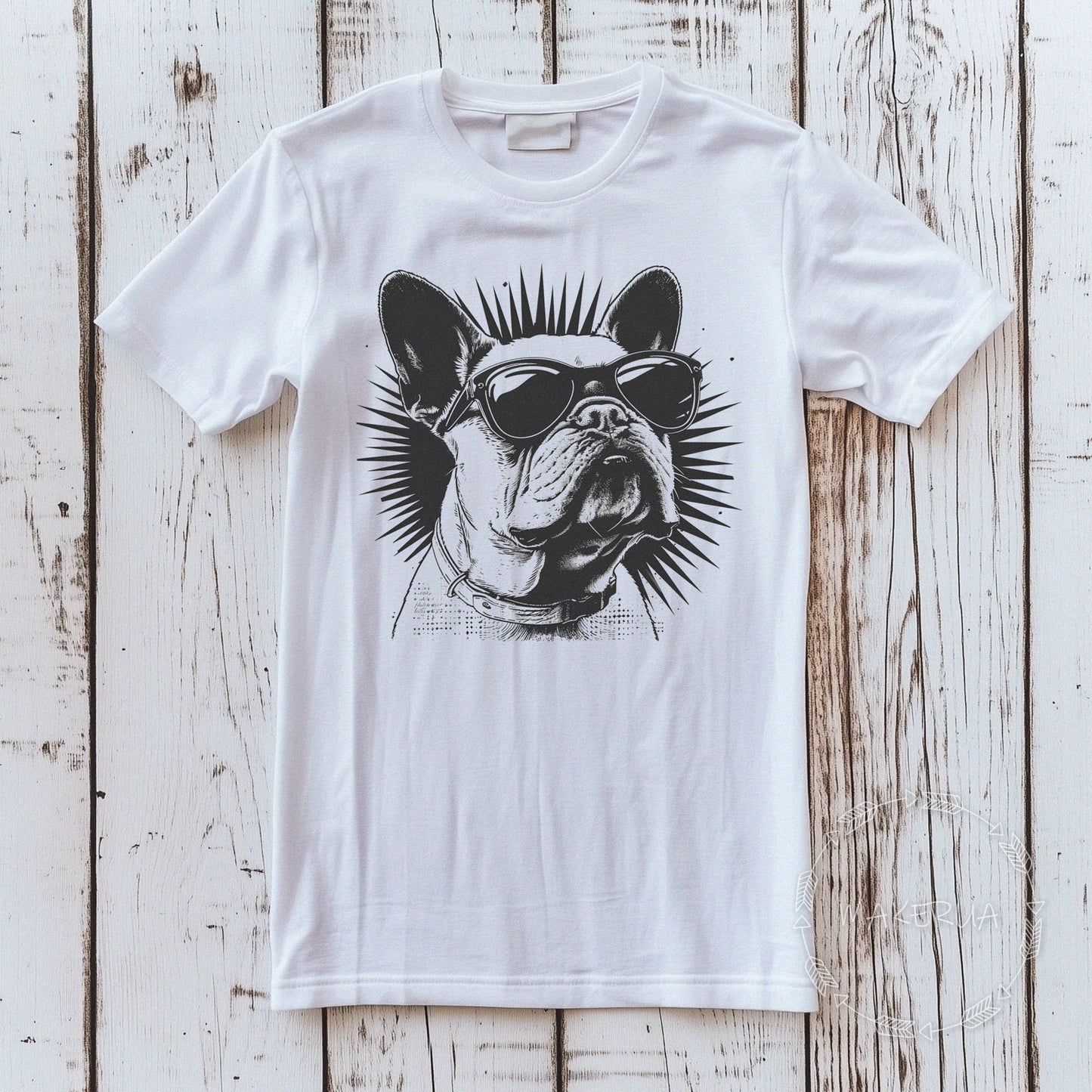 T-shirt french bulldog dog white black tee shirt print gift birthday