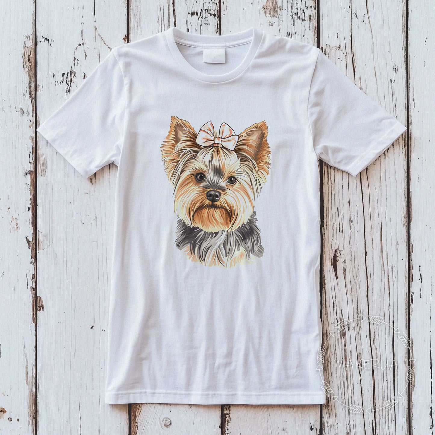 T-shirt yorkshire terrier dog white black tee shirt print gift birthday