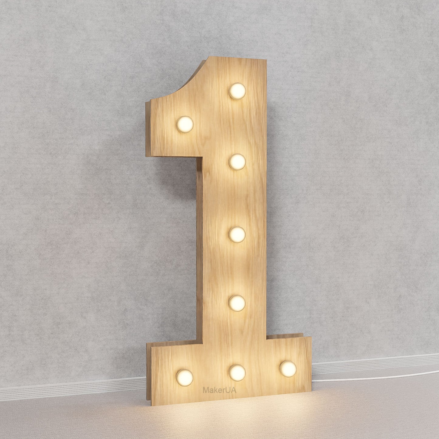 Number 1 One 1st First birthday 1m (3.3ft) + LED Light Bulbs marquee numbers neon sign backdrop white decoration large giant big party props decor NHT1