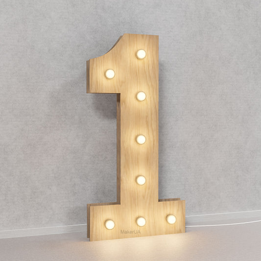 Number 1 One 1st First birthday 1m (3.3ft) + LED Light Bulbs marquee numbers neon sign backdrop white decoration large giant big party props decor NHT1