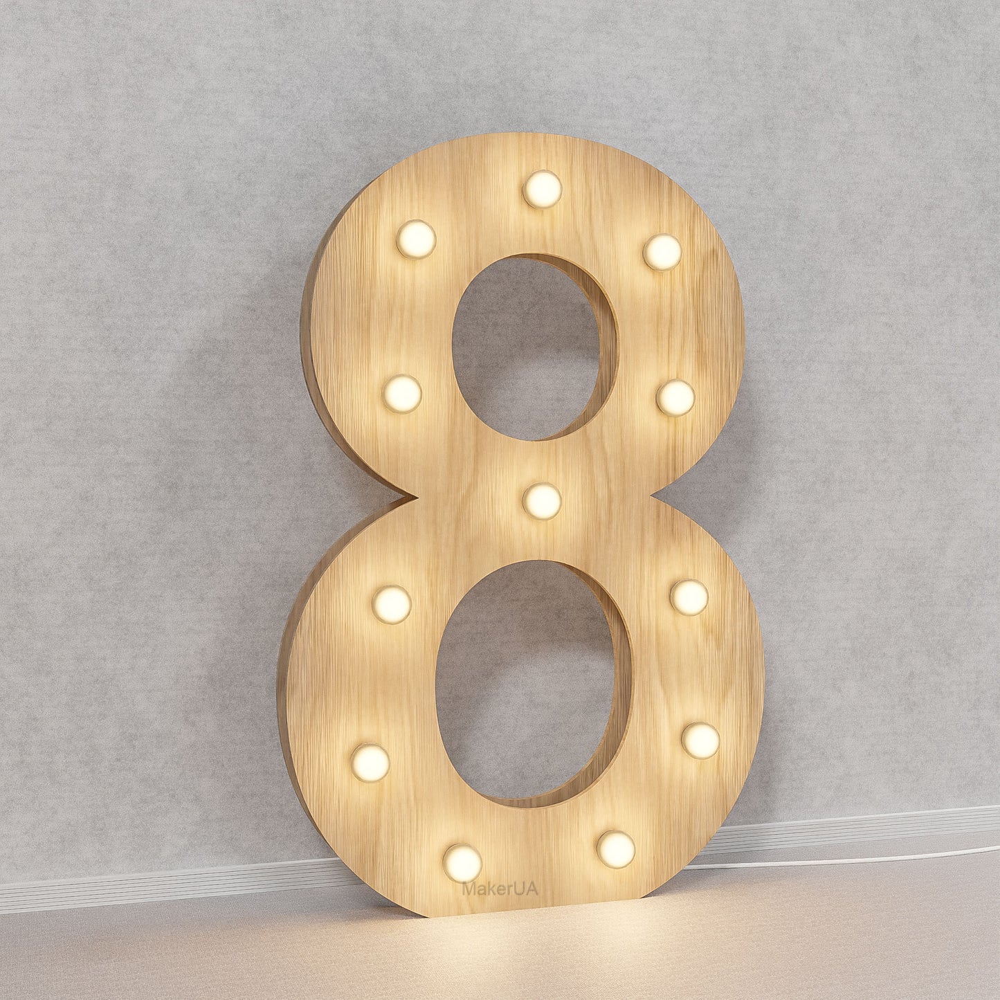 Number 8 Eight birthday 1m (3.3ft) + LED Light Bulbs marquee numbers neon sign backdrop white decoration large giant big party props decor NHT8
