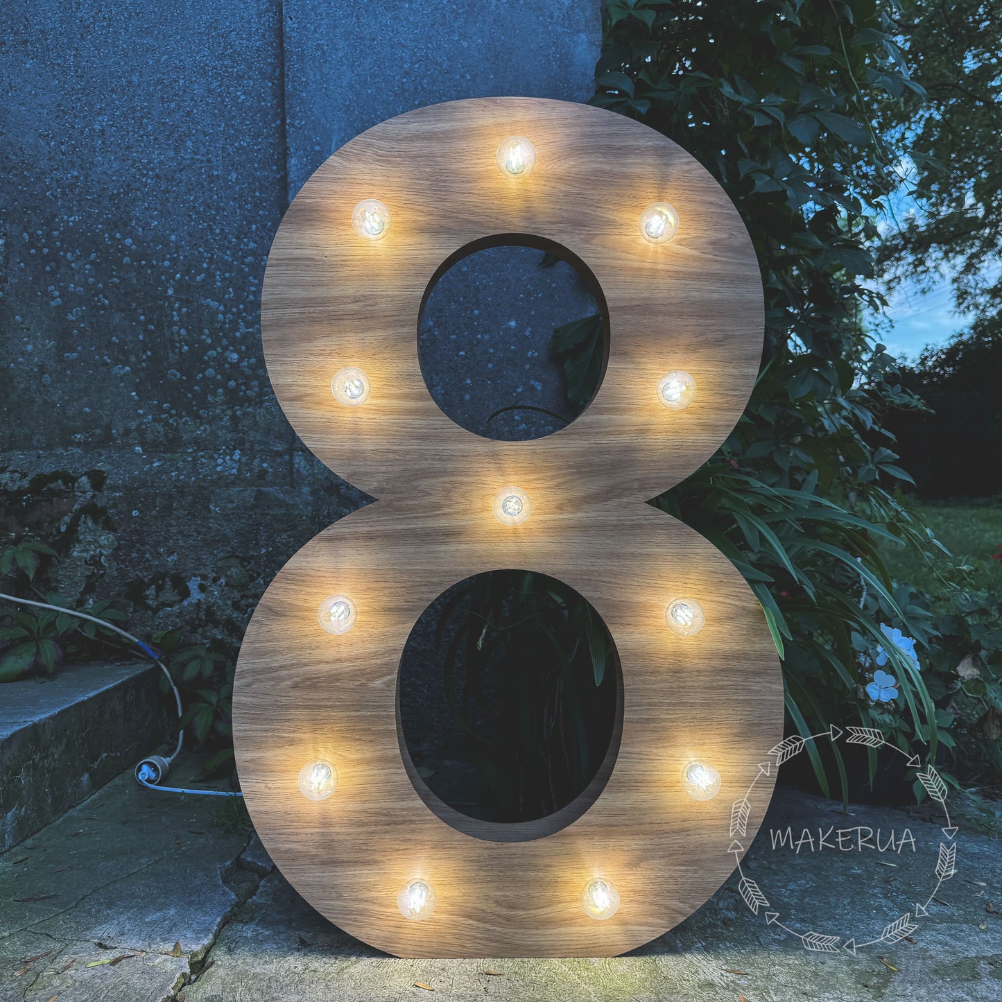 Number 8 Eight birthday 1m (3.3ft) + LED Light Bulbs marquee numbers neon sign backdrop white decoration large giant big party props decor NHT8