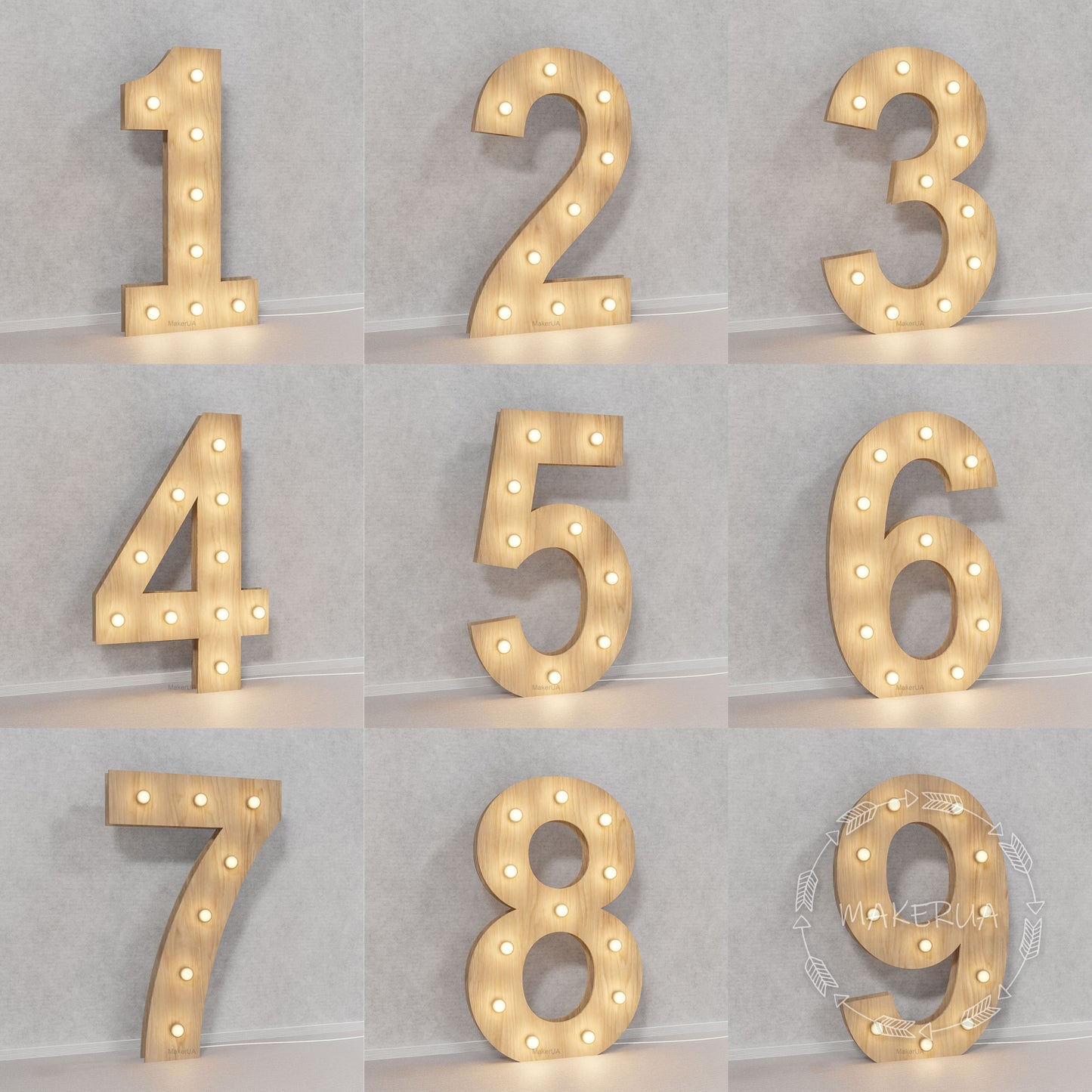 Number 8 Eight birthday 1m (3.3ft) + LED Light Bulbs marquee numbers neon sign backdrop white decoration large giant big party props decor NHT8