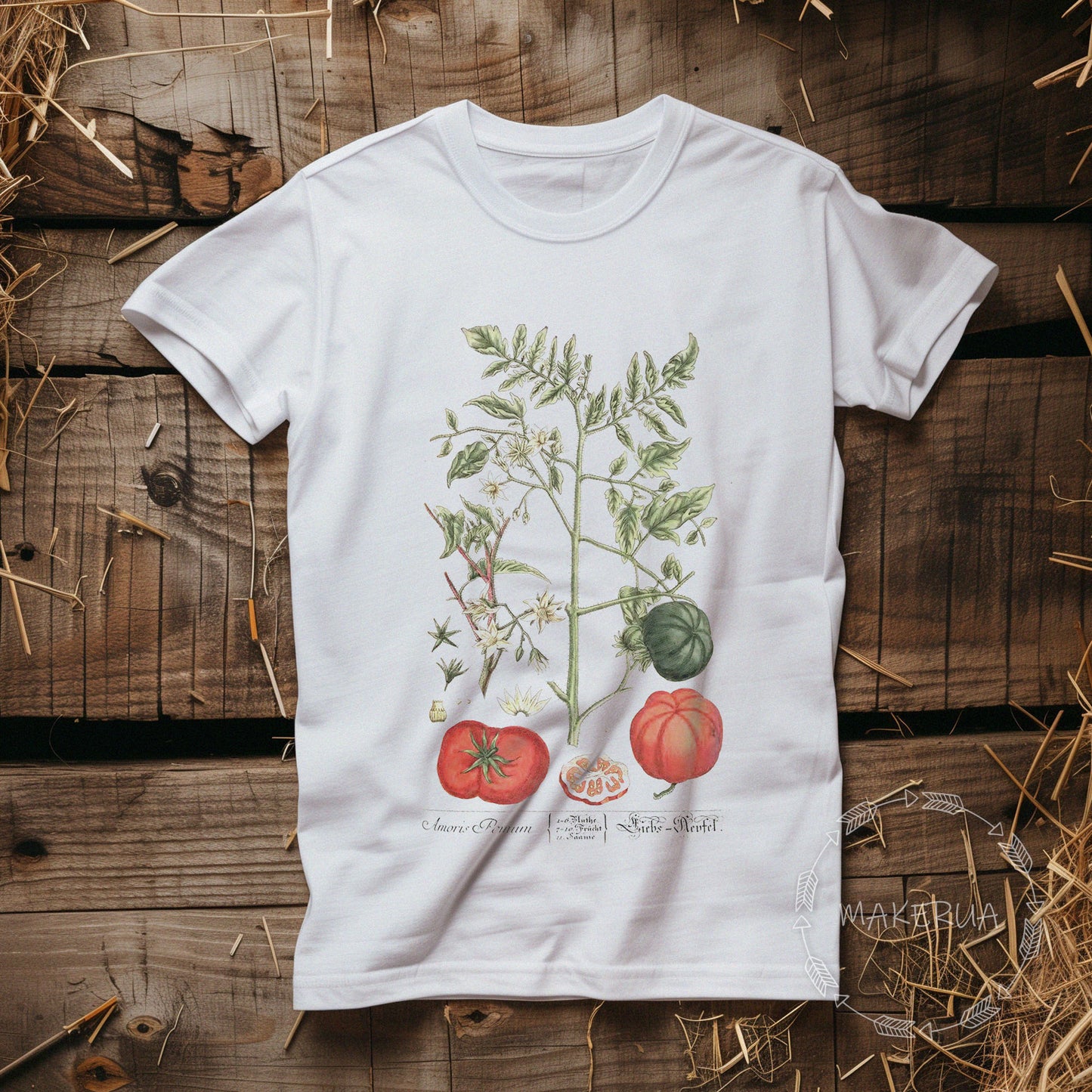 T-shirt tomato garden tomatoes farm white cotton tee shirt print gift birthday