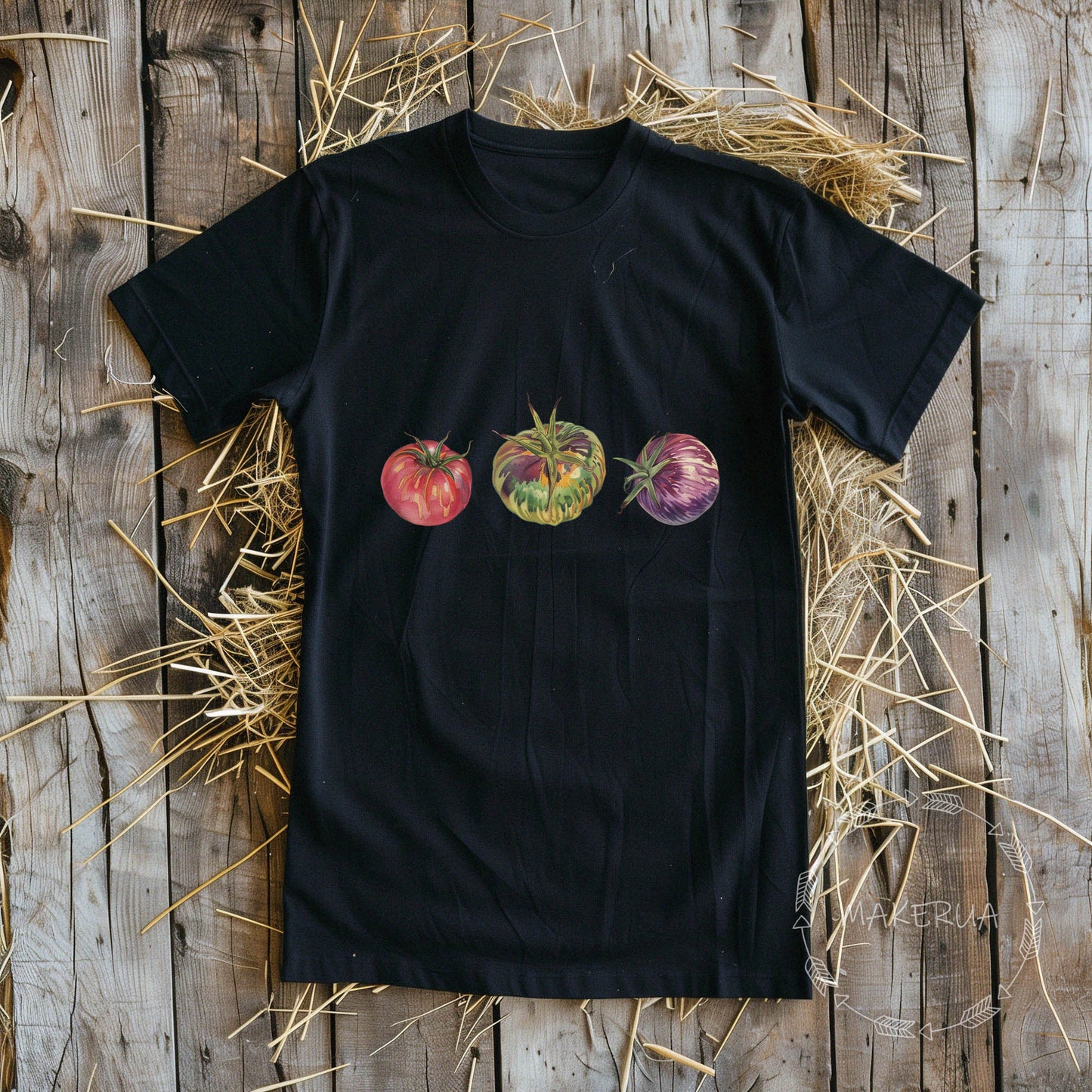 T-shirt tomato garden tomatoes farm white cotton tee shirt print gift birthday