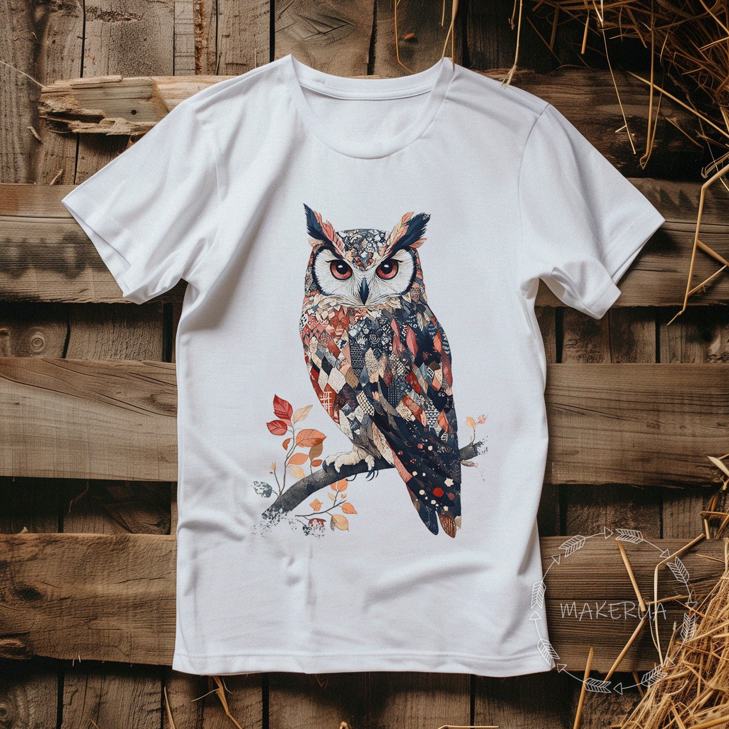 T-shirt owl bird white cotton tee shirt print gift birthday