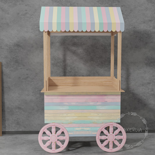 Sweet Candy Cart Birthday Wedding Party Props Decorations Cake Stand Table Pink Girl Wheel Display Carriage Bar Baby Shower Event Decor