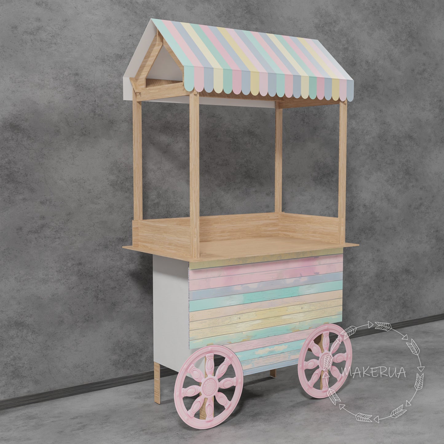 Sweet Candy Cart Birthday Wedding Party Props Decorations Cake Stand Table Pink Girl Wheel Display Carriage Bar Baby Shower Event Decor