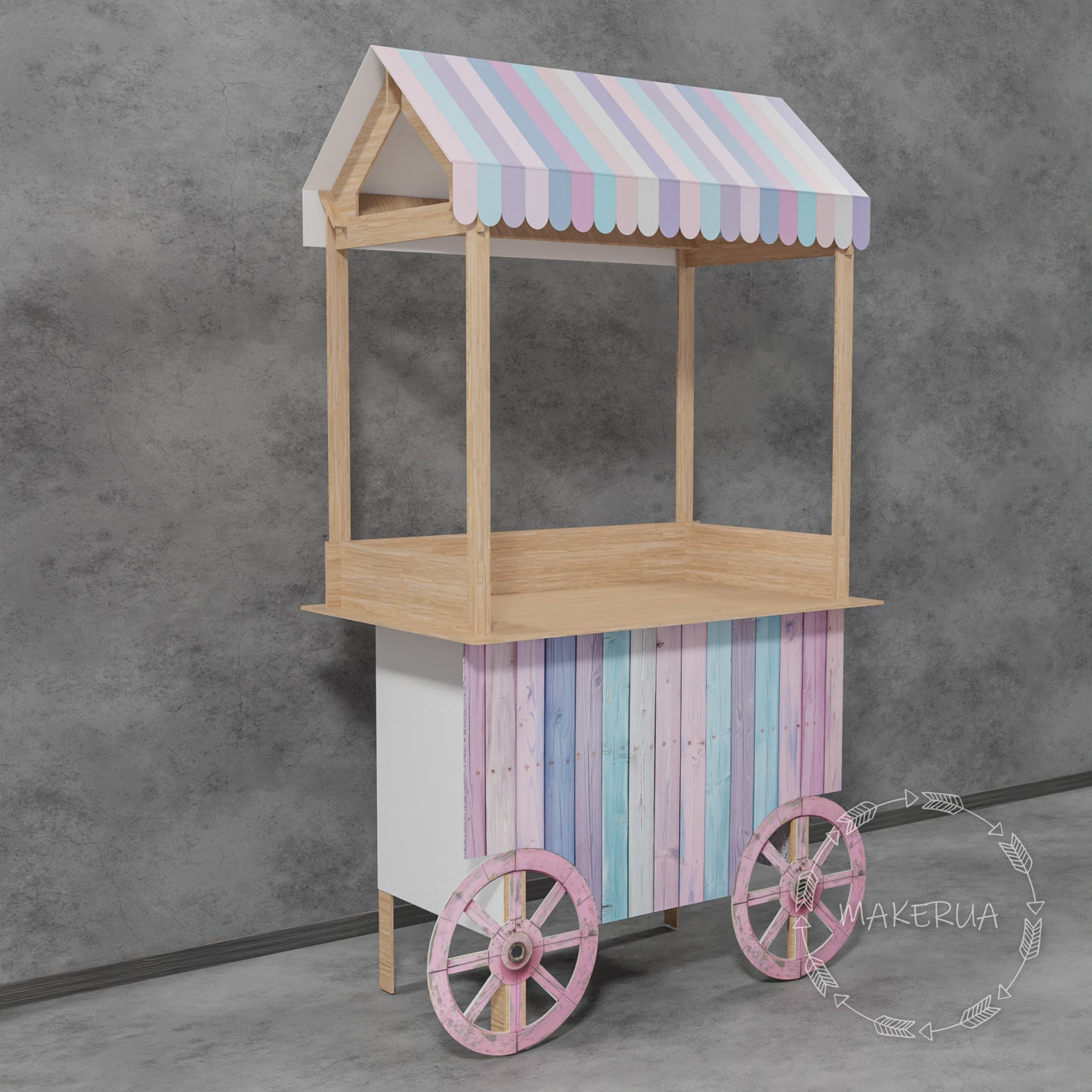 Sweet Candy Cart Birthday Wedding Party Props Decorations Cake Stand Table Pink Girl Ice Wheel Display Carriage Bar Baby Shower Event Decor