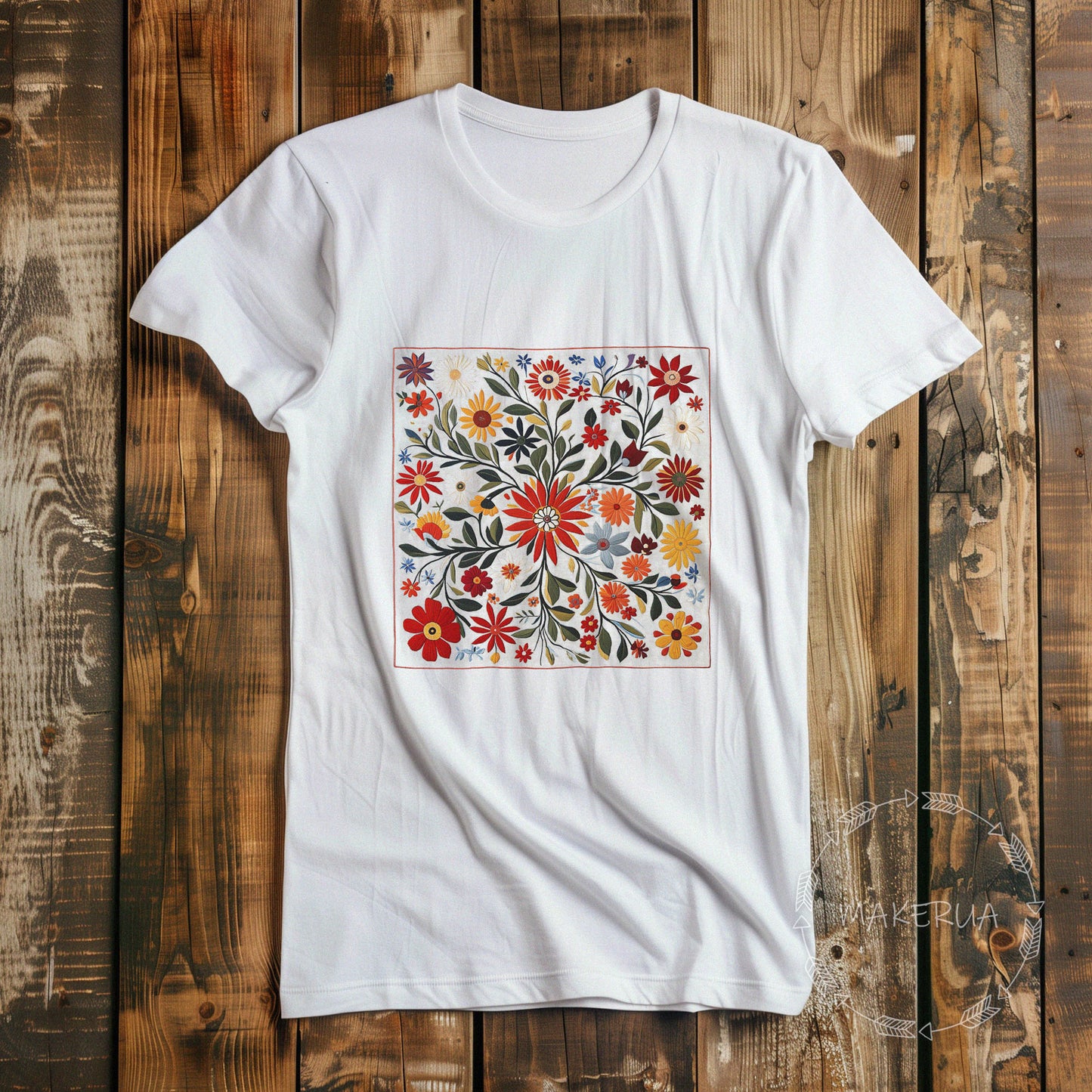 T-shirt etno ornament floral boho national style white black tee shirt print gift birthday