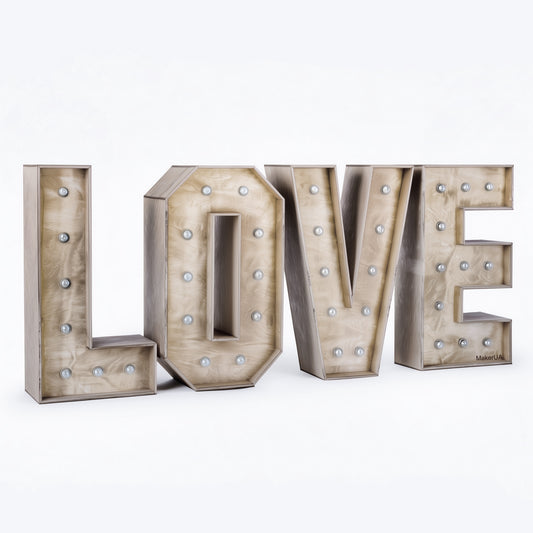 Giant LOVE letters wooden rustic style vintage wedding theme - MakerUA