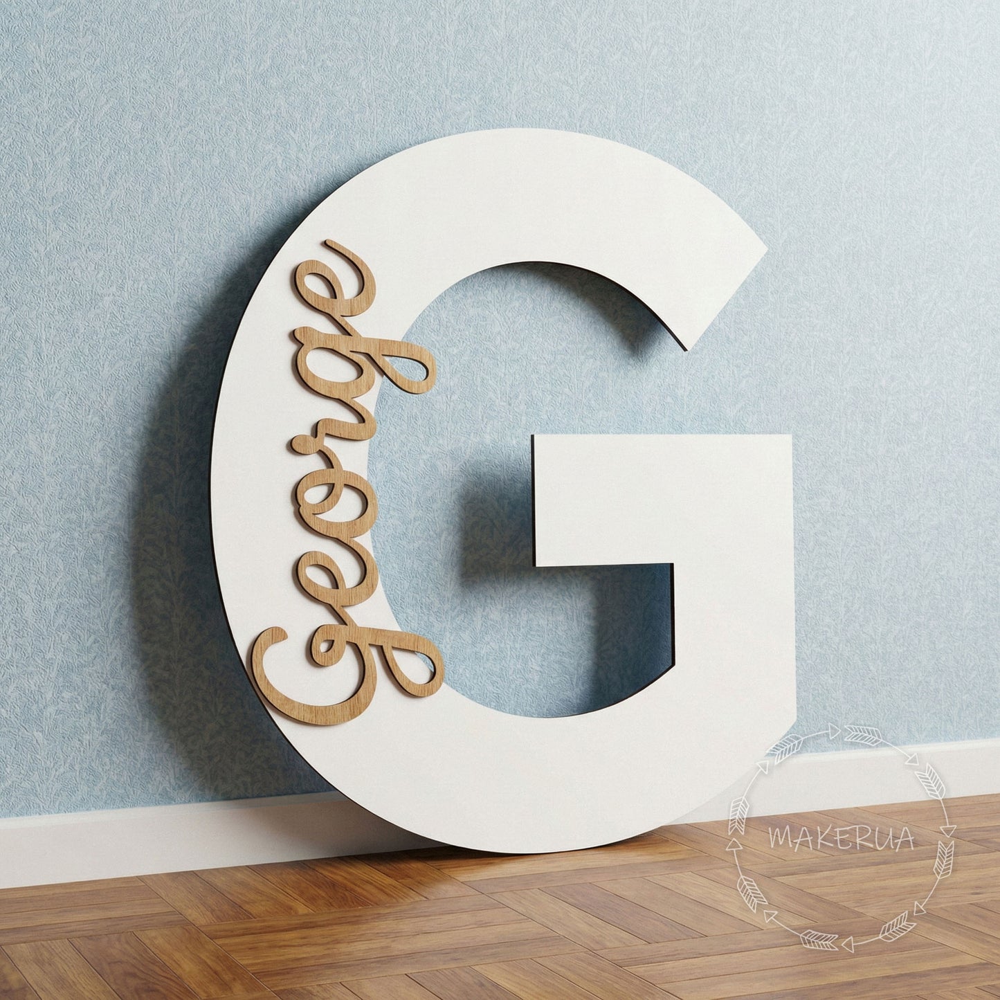 Personalized Large Letter with Name Custom Wood Monogram Decor 1st Birthday Number Sign Nursery Marquee Baby Wedding Large 3D Wall Initial - MakerUA