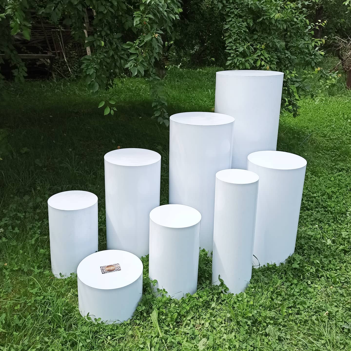 Plinth stand column cylinder pedestal display pillar white black silver gold clear round table cake flower wedding birthday party decor