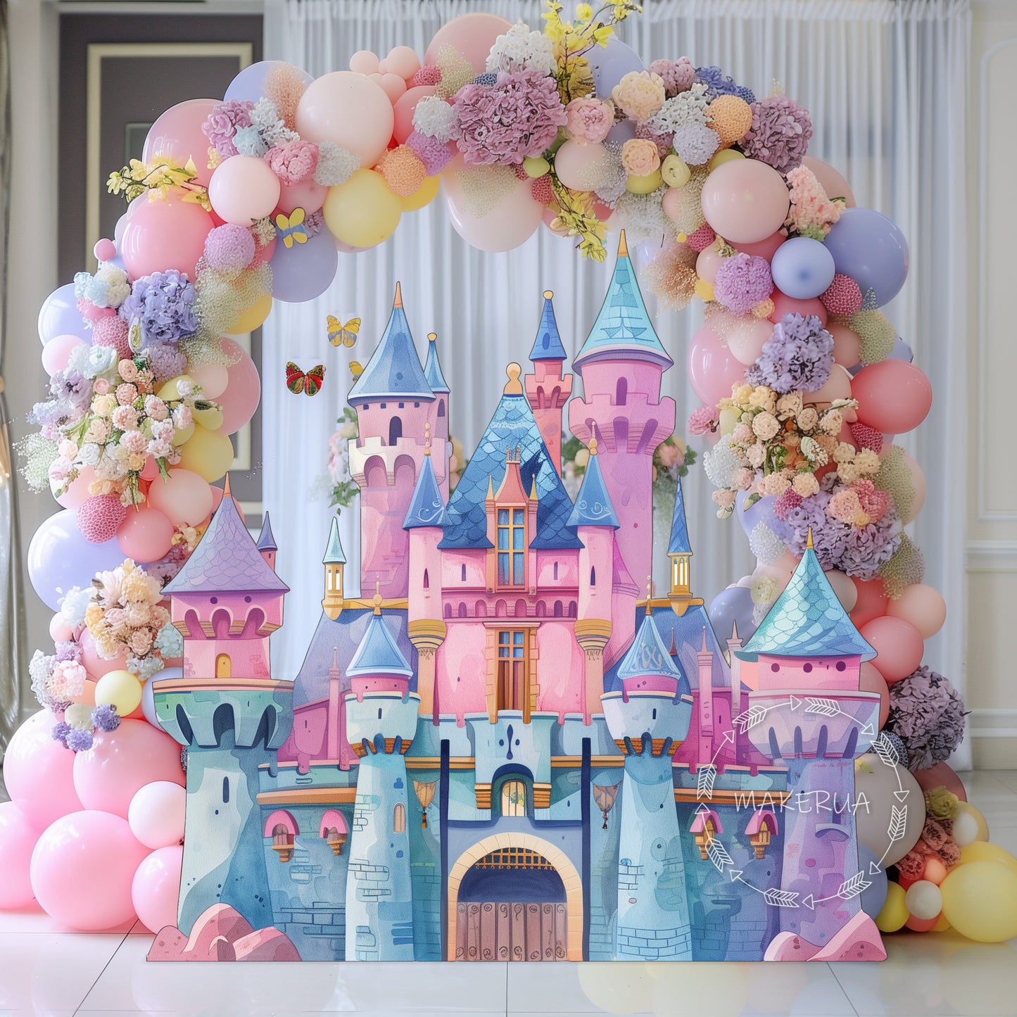 Princess castle backdrop for birthday party decorations with uv print